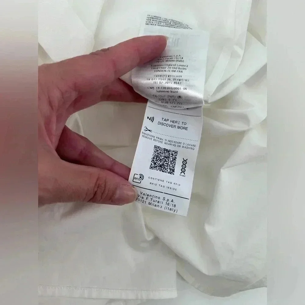 NWT $1400 VALENTINO Shirt IT40 US4 White Double Collar Made in Italy - Picture 10 of 13